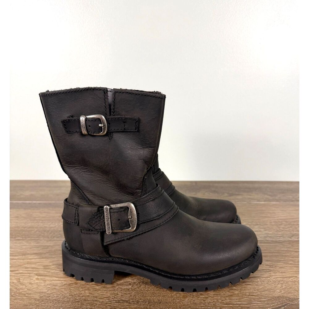 Harley Davidson Scarlet Zip Harness Engineer Boots Womens 6 Black Leather Biker